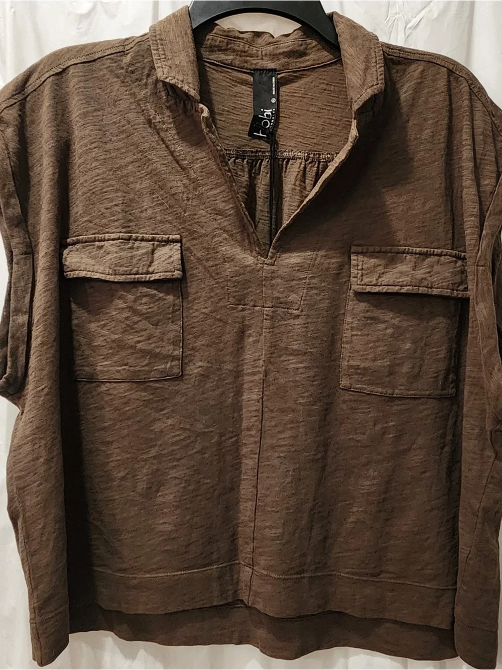 NWT bobi Los Angeles Women’s Cropped Cotton Gauze Short Sleeve Top Summer - Picture 2 of 6